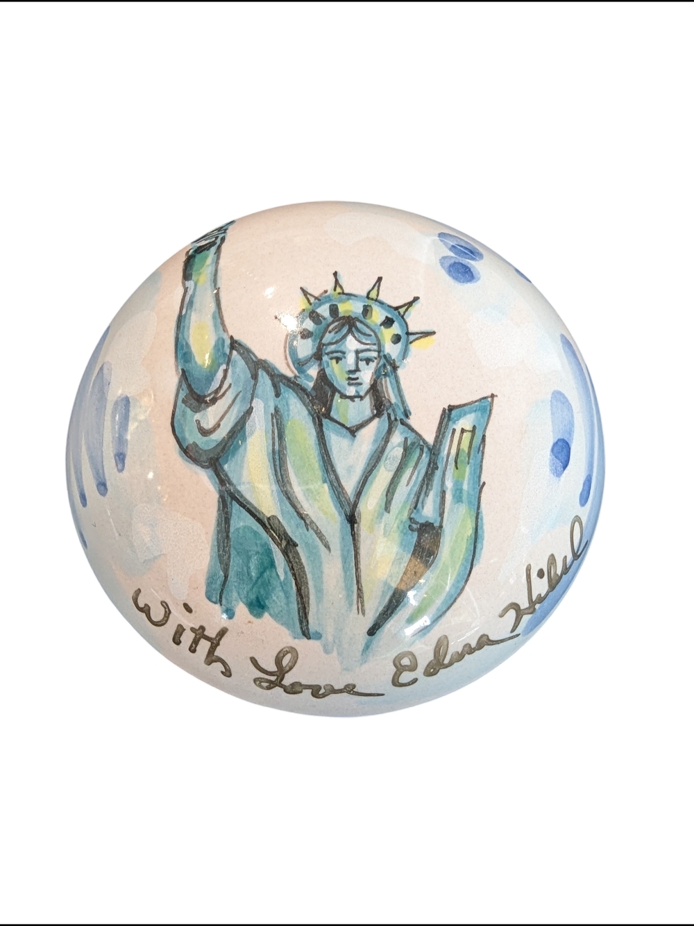Edna Hibel Liberty Hand Painted Trinket Box Signed Italy 1996 Collectible